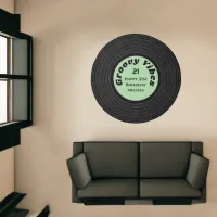 Groovy Vibes Record 21st Birthday Green Black Rug