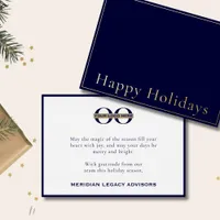 Simple Elegant Happy Holidays Business Logo Foil Holiday Card