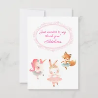 Tutu Cute Ballerina Ballet Animals Birthday Party Thank You Card