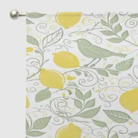 Fresh Lemons, Leaves and Birds ID1052 Sheer Curtains