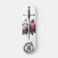 *~* Fire Flowers AP88 Medieval Sword Floral Skateboard