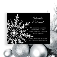 Black White Snowflake Winter Wedding Save the Date Invitation