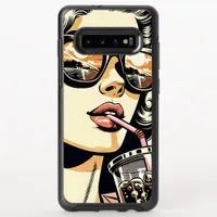 Pop Art Comic Book Pretty Woman Drinking Soda OtterBox Symmetry Samsung Galaxy S10+ Case