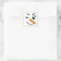 Sexy Snowman Cute Winking Snow Woman Square Sticker