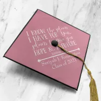 Modern Christian Bible Verse Blush Pink Graduation Graduation Cap Topper