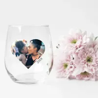 Photo Mother's Day Gift Name On Stylish Keepsake Stemless Wine Glass