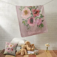 Soft Pink Floral  Baby Blanket