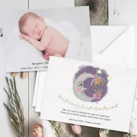 Heavenly Moon Stars Flowers Birth Announcement