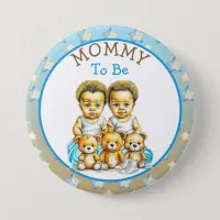African-American Twin Boy's Baby Shower Mom To Be Button