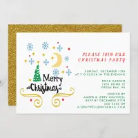 Stars, Moon, Snowflakes, and Merry Christmas, ZPR Invitation