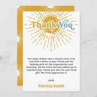 Here comes the son retro boy baby shower thank you card