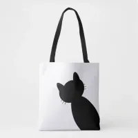 Black and White Cat Silhouette  Tote Bag