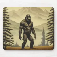 Vintage Bigfoot in the Mountains and Pines Mouse Pad