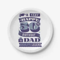 Vintage Retro Style Typography 50th Birthday Dad  Paper Plates