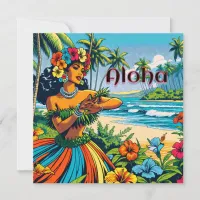 Aloha | Hawaii Hula Dancer on the Beach Invitation