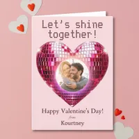 Custom Photo Disco Heart Valentine's Day Card