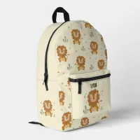 Seamless Pattern with Cute Lion, Name kids Printed Backpack