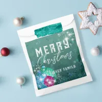 Christmas Baubles on Green Season's Greetings Favor Bag