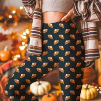 Pumpkin Pie Fall Thanksgiving Navy Leggings