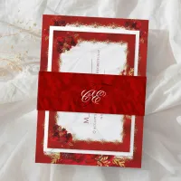 Red Metallic Elegant Monogram Wedding Invitation Belly Band