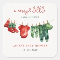 Christmas Merry Little Baby Shower Gender Neutral Square Sticker