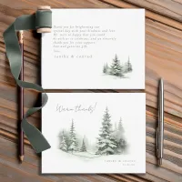 Rustic Winter Wedding Thanks Forest Green ID1049 Thank You Card