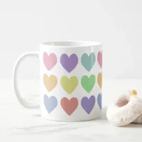 Cute Girly Pastel Rainbow Hearts Coffee Mug