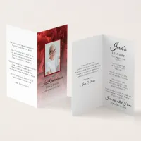 Red Carnation Floral Funeral Memorial Prayer Business Card