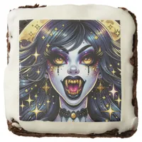 Vampire with Gold Fangs Full Moon Halloween Party Brownie