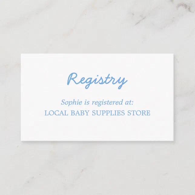 Baby Shower Minimal Blue Registry Enclosure Card