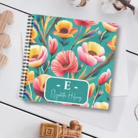 Monogram Watercolour Tropical Floral Pattern Notebook