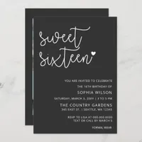 Simple Minimalist Script Sweet 16 Birthday Photo I Invitation