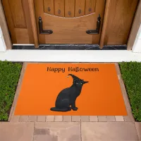 Cute Black Witch Cat Doormat