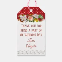 Thank You Wedding Gift Tag Burgundy Floral Bouquet