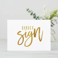 5X7 Guest Book Sign | Brush Script-Faux Gold Foil