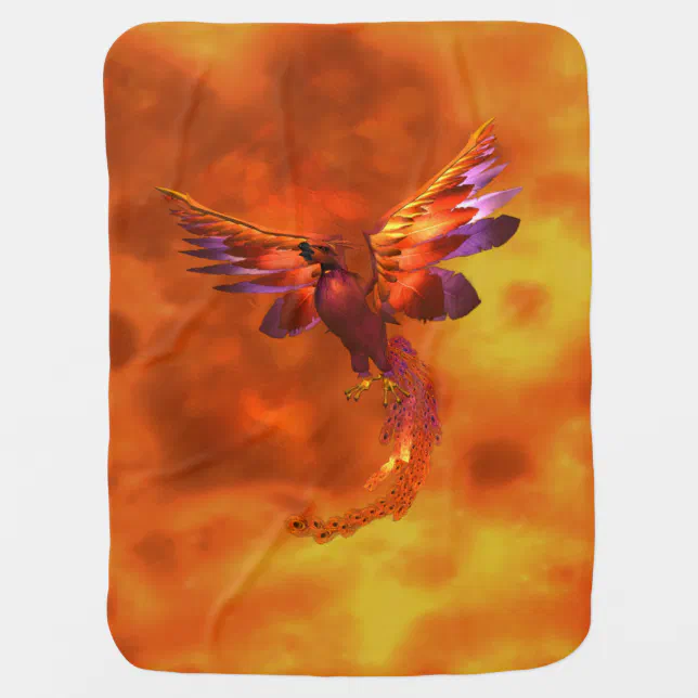 Colorful Phoenix Flying Against a Fiery Background Baby Blanket