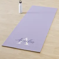 Purple Lavender Monogram Script Yoga Mat