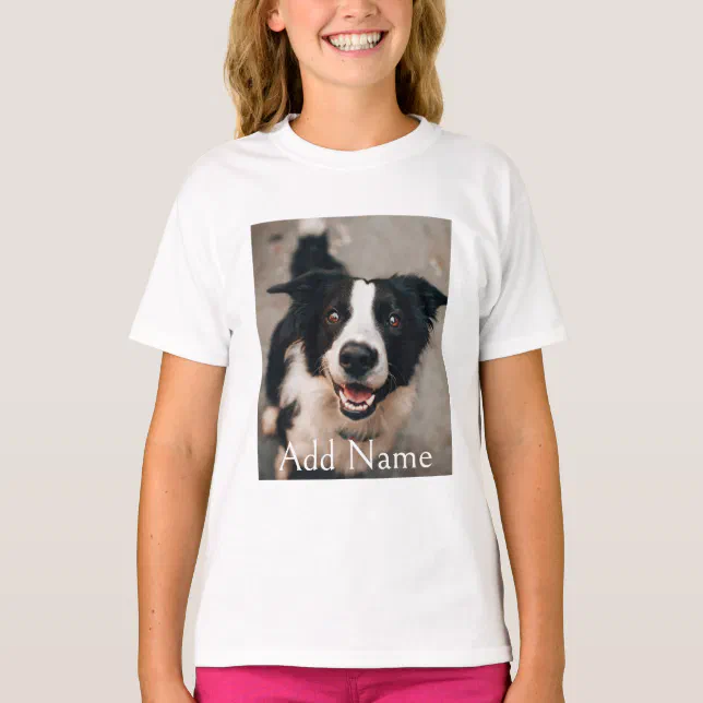 Custom Photo Dogs and Name Personalized Girl Kid T-Shirt