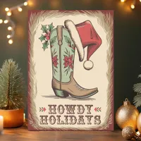 Western Boot Howdy Holidays Christmas Card