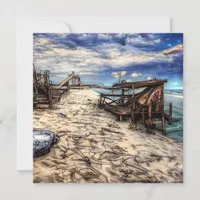 Post Apocalyptic Empty Abandoned Beach Card