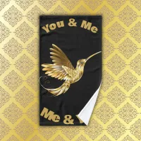 Gold Hummingbird with monogram | Bath Towel Set