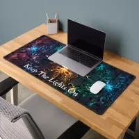 Futuristic Space Laser Light Show Desk Mat