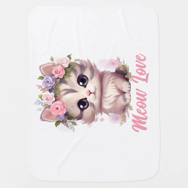 Floral Cat Baby Blanket