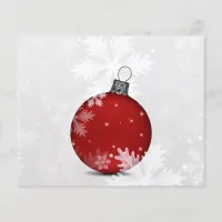 Budget Red Ornament Snow Scene Holiday Card