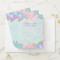 Opal Gemstone Pastel Iridescent Modern Business Pocket Folder