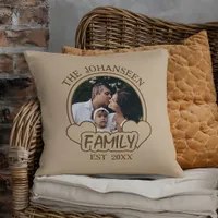 Vintage Family Photo Brown Dark Beige Fun Keepsake Throw Pillow