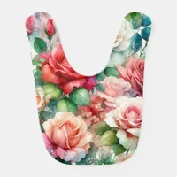 Whimsical Rose Pattern Baby Bib