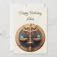 Libra Scales Zodiac Minimalist Birthday Flat Card