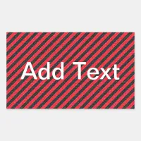 Black Red Thin Diagonal Stripes Rectangular Sticker