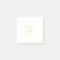 Sleek White Professional Modern Monogram Watermark Post-it Notes